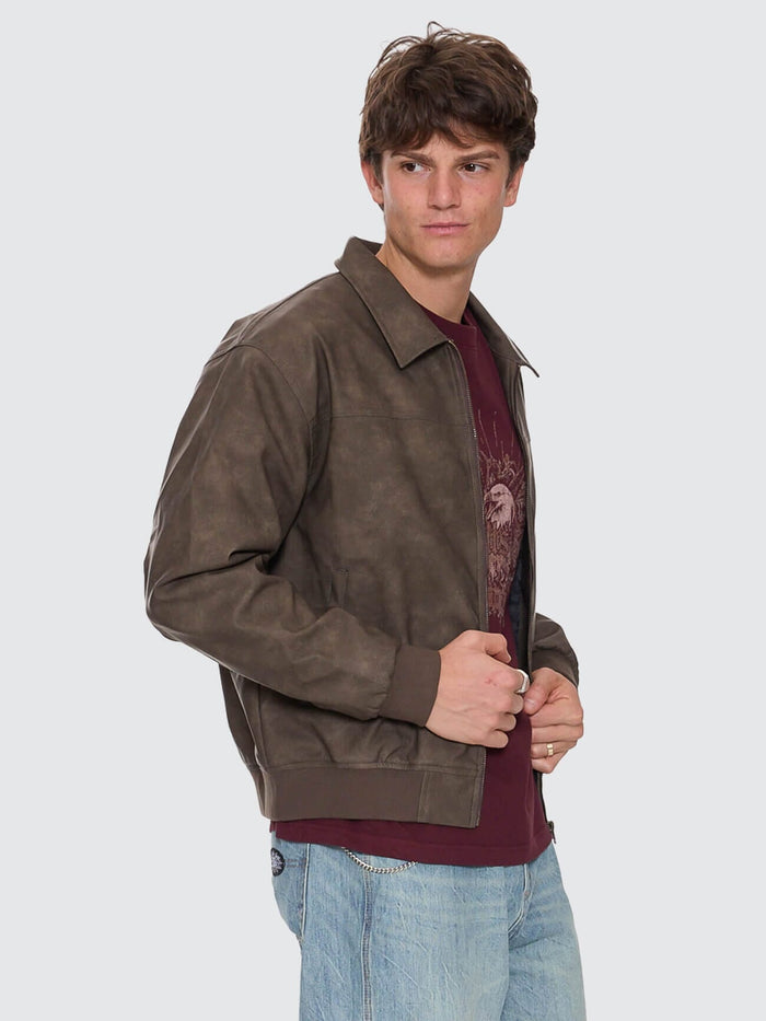 Deep In The Heart Of Byron Leather Work Jacket - Brown XS