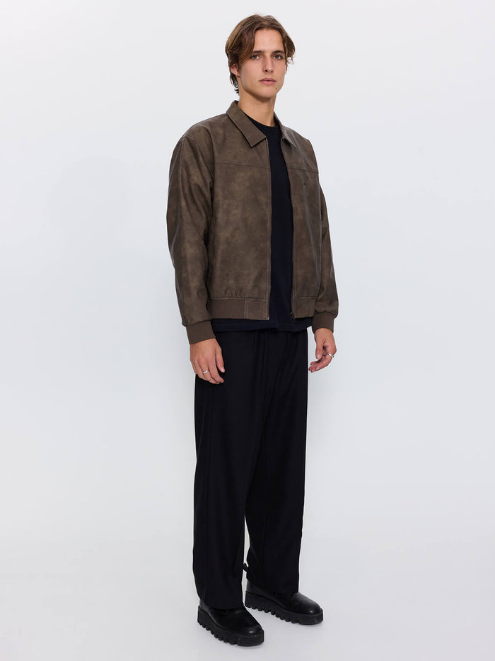 Deep In The Heart Of Byron Leather Work Jacket - Brown XS