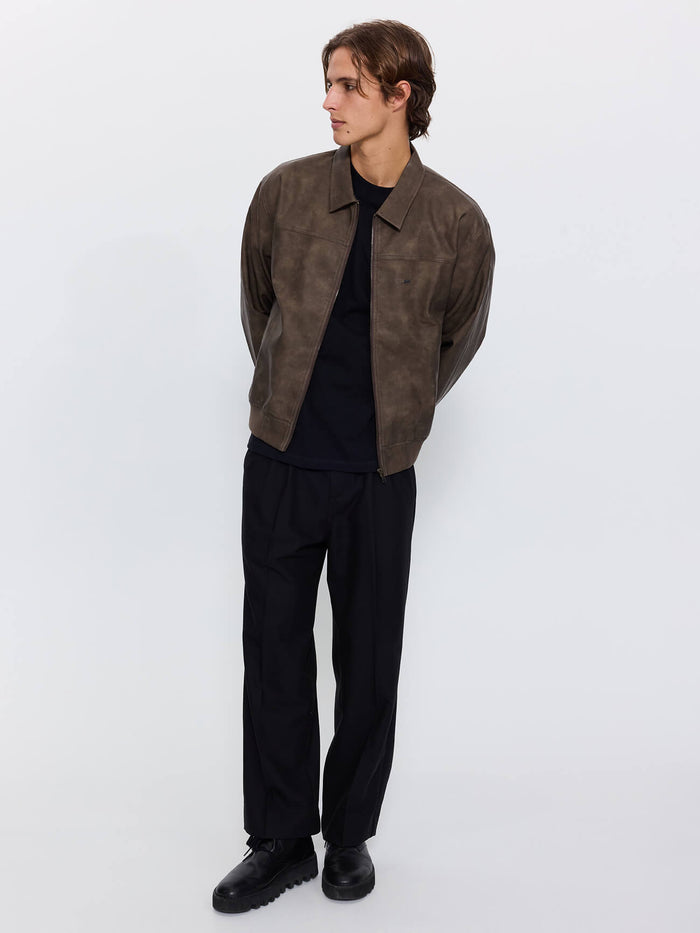 Deep In The Heart Of Byron Leather Work Jacket - Brown XS