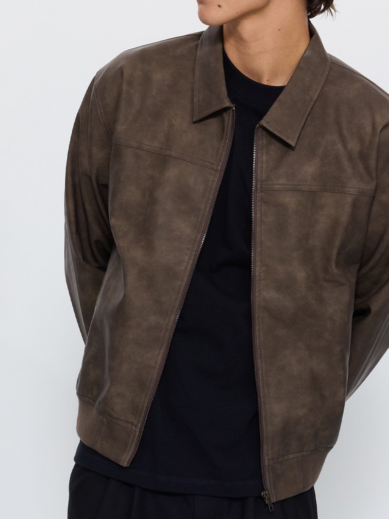 Deep In The Heart Of Byron Pleather Work Jacket - Brown