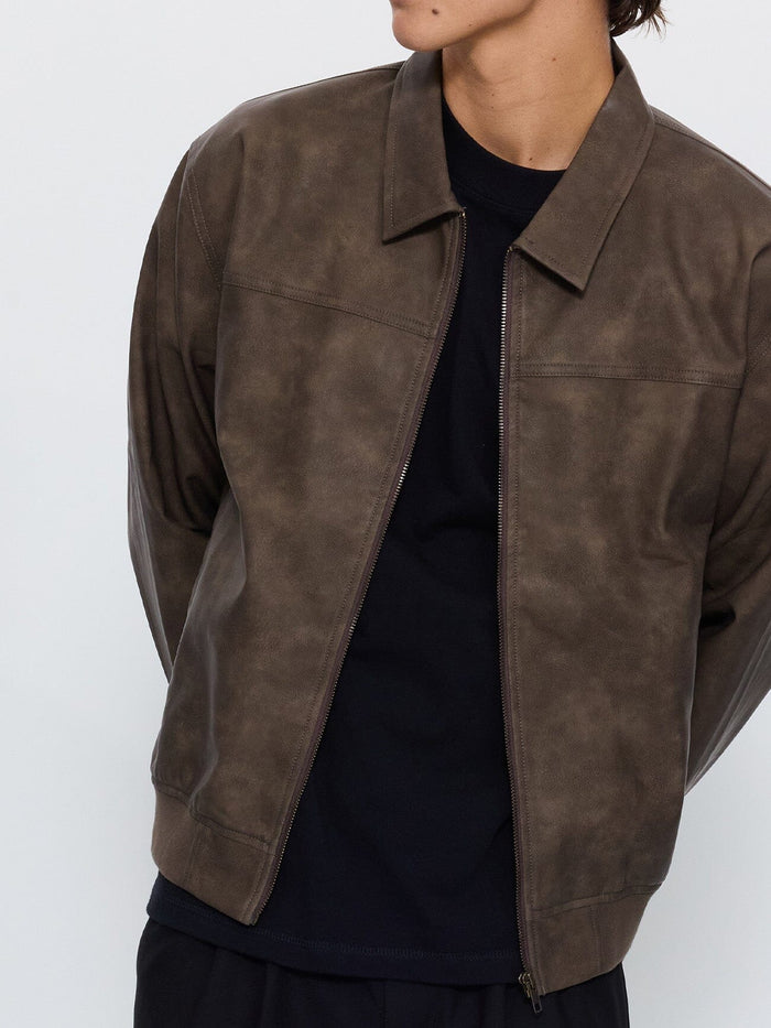 Deep In The Heart Of Byron Leather Work Jacket - Brown