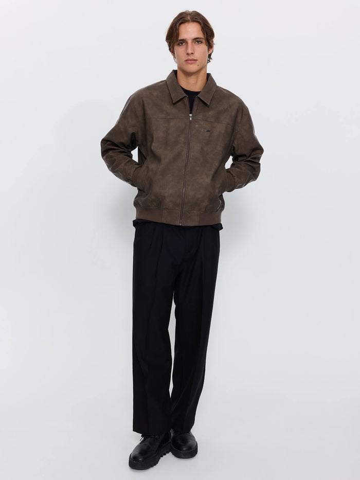 Deep In The Heart Of Byron Leather Work Jacket - Brown XS