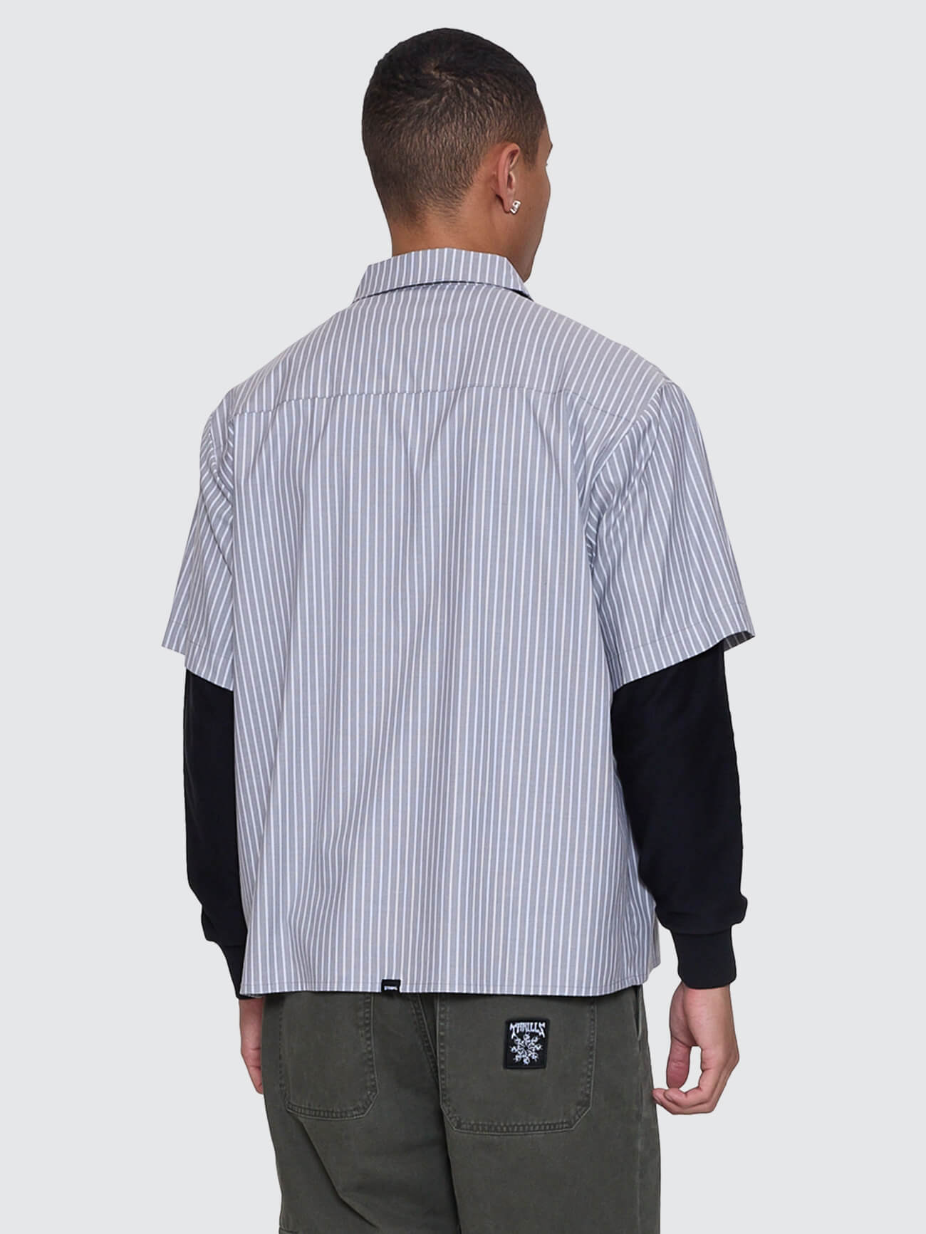 Web Of Deceit Cropped Short Sleeve Work Shirt - Black XS