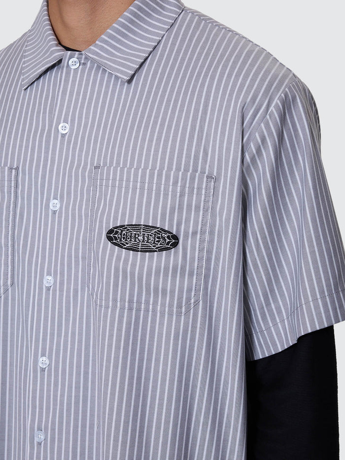 Web Of Deceit Cropped Short Sleeve Work Shirt - Black XS