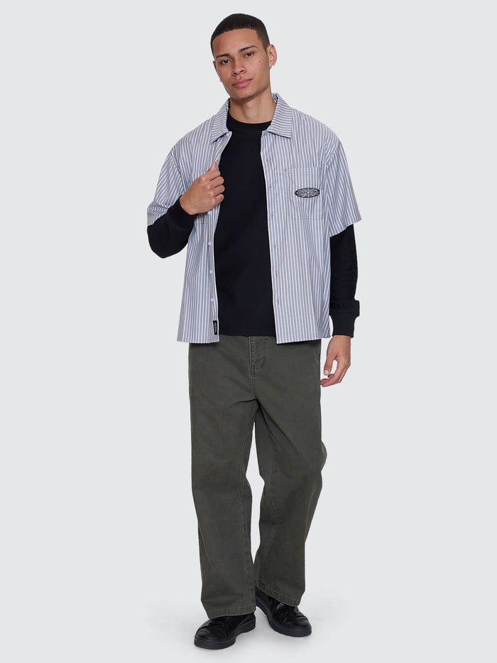 Web Of Deceit Cropped Short Sleeve Work Shirt - Black XS