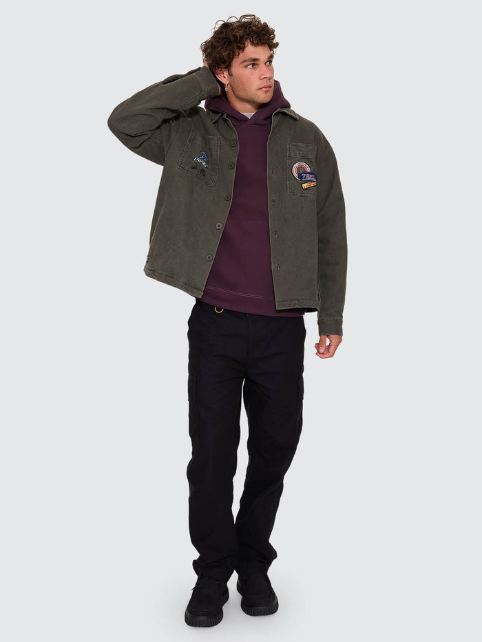 Against All Odds Cropped Overshirt - Oil Green