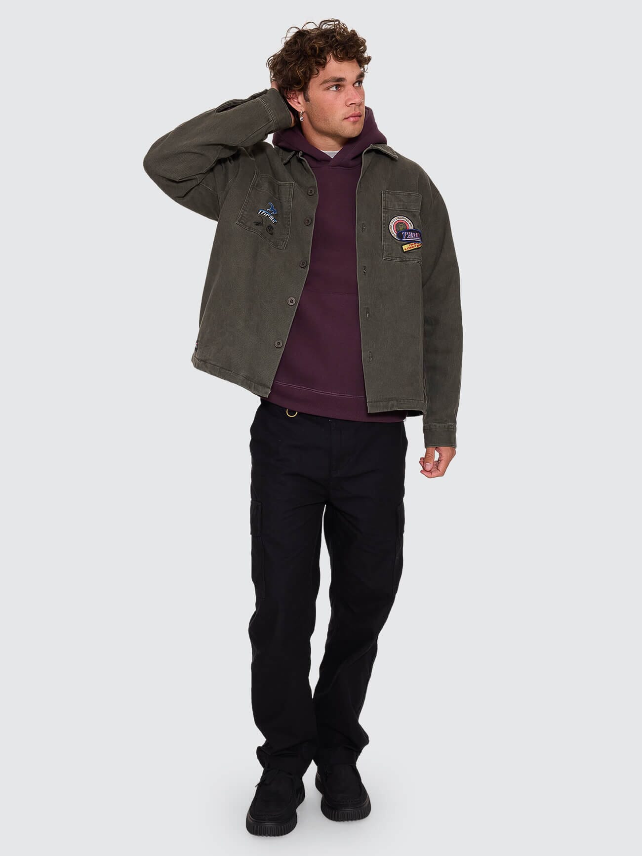 Against All Odds Cropped Overshirt - Oil Green