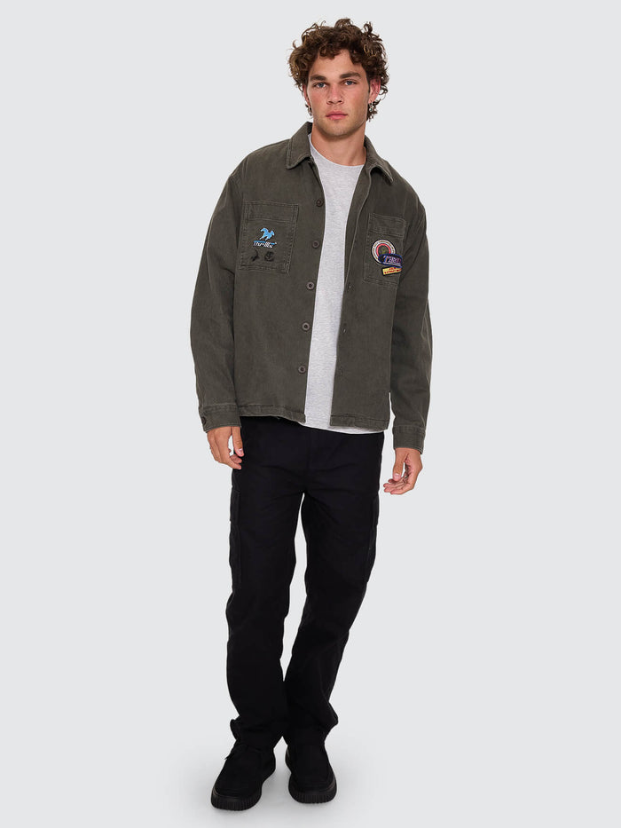 Against All Odds Cropped Overshirt - Oil Green