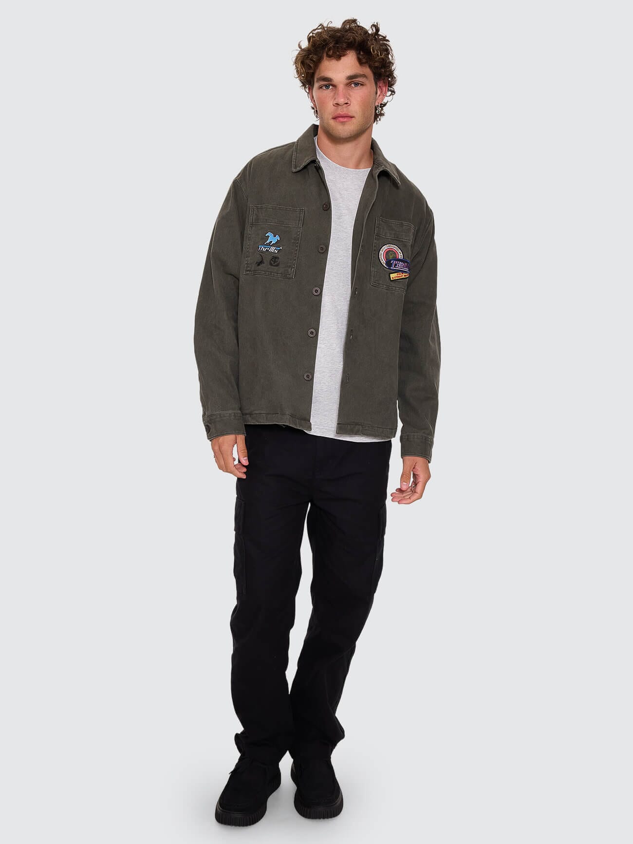 Against All Odds Cropped Overshirt - Oil Green
