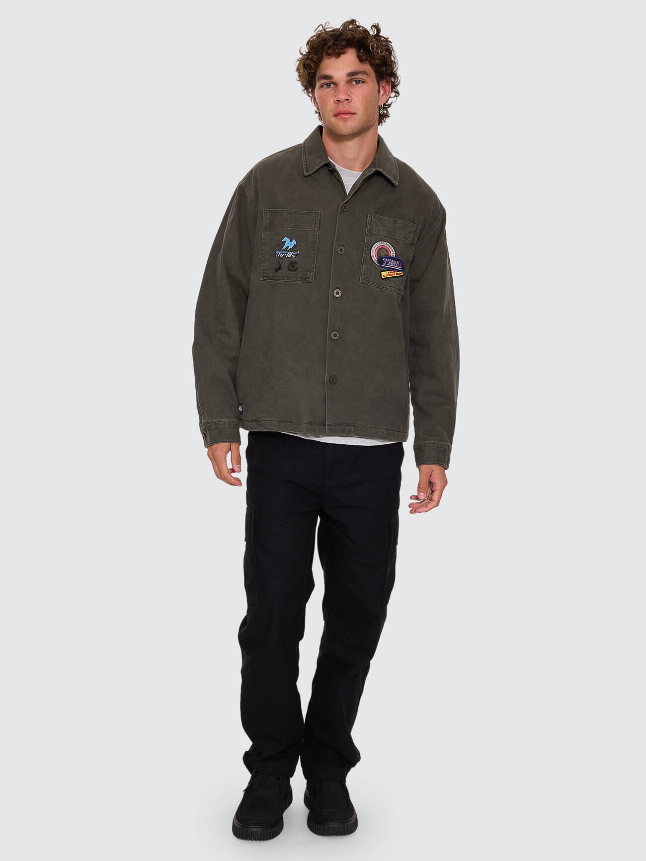 Against All Odds Cropped Overshirt - Oil Green