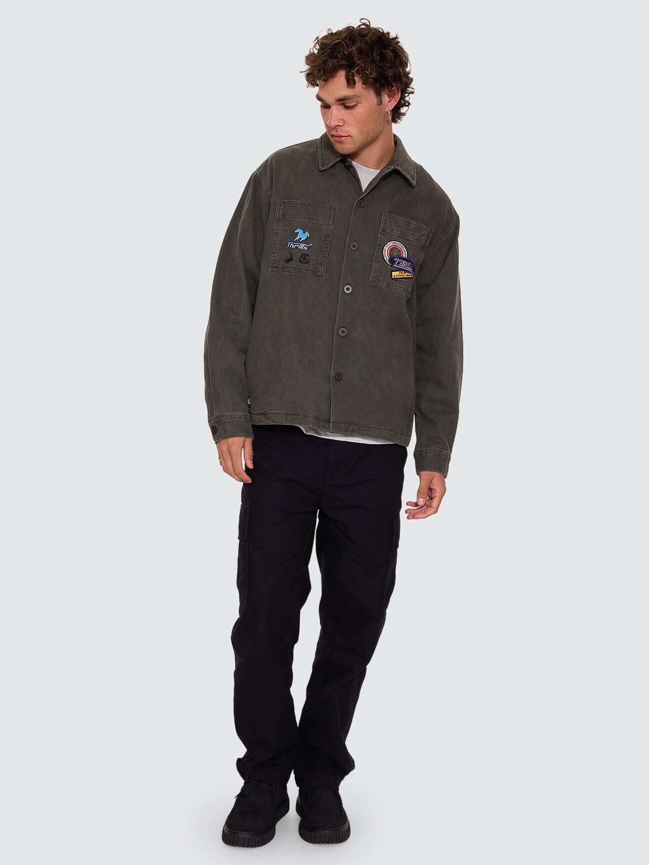 Against All Odds Cropped Overshirt - Oil Green
