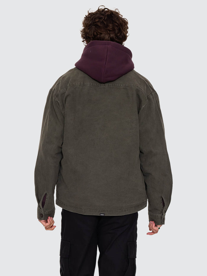 Against All Odds Cropped Overshirt - Oil Green