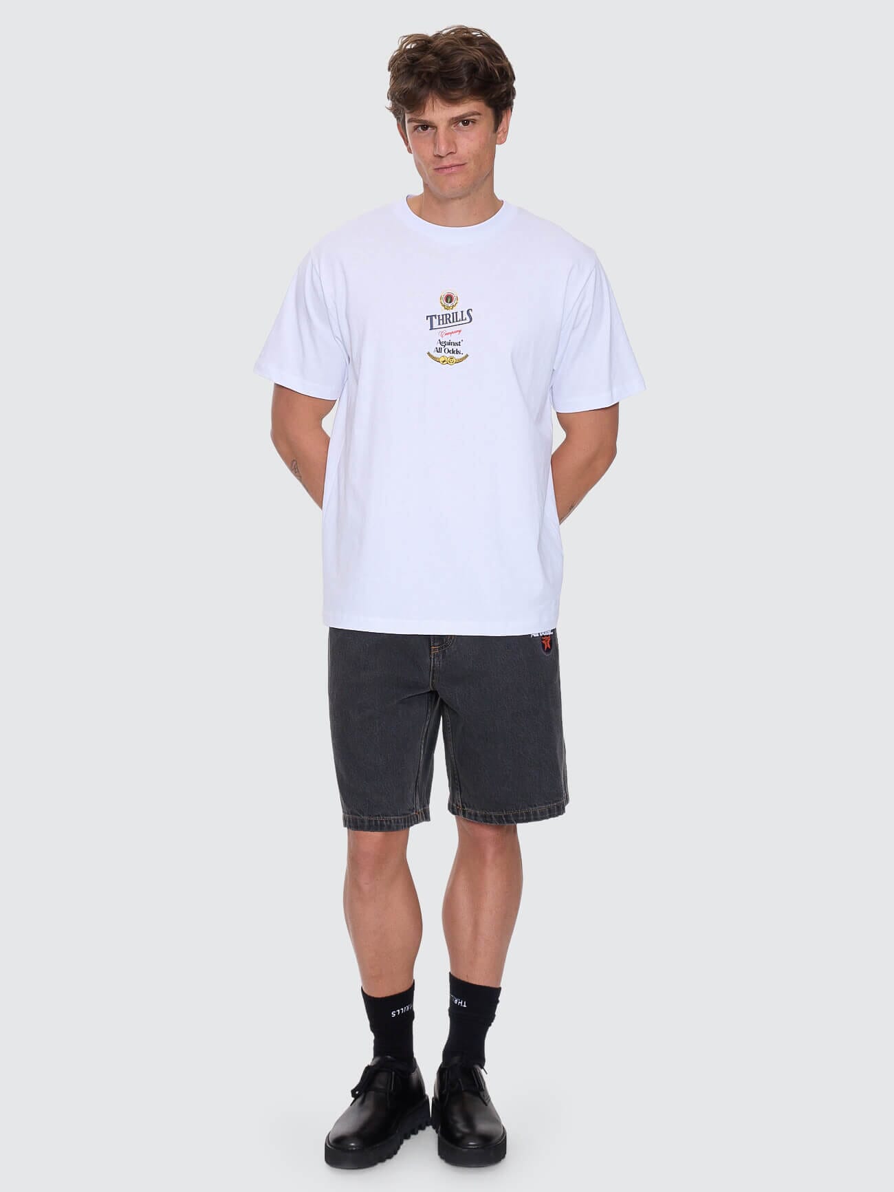 Against All Odds Mid Slacker Relaxed Long Denim Short - Ash Black 26