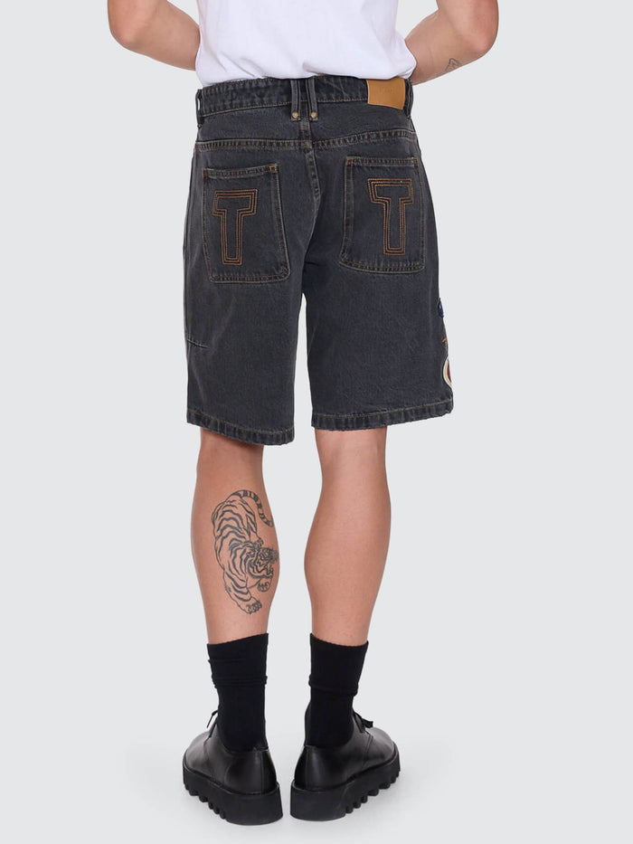 Against All Odds Mid Slacker Relaxed Long Denim Short - Ash Black 26