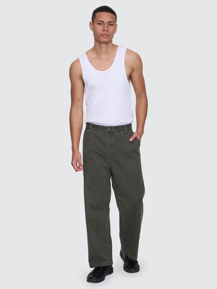 Stagger Big Slacker Cropped Pant - Oil Green 26