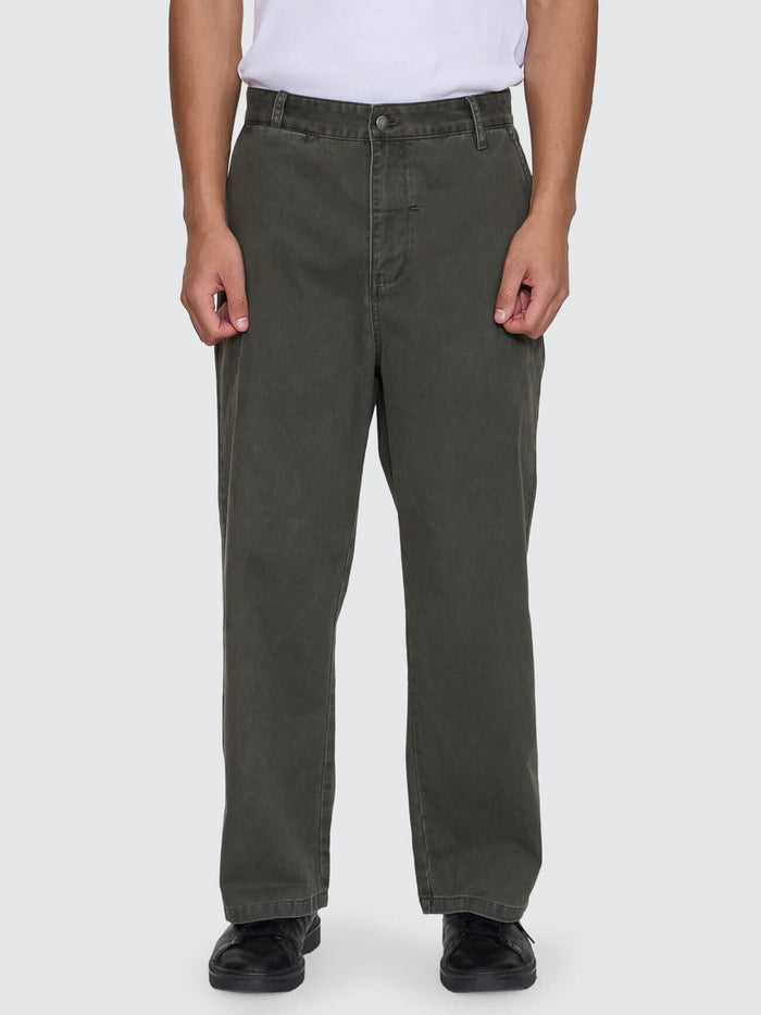 Stagger Big Slacker Cropped Pant - Oil Green 26