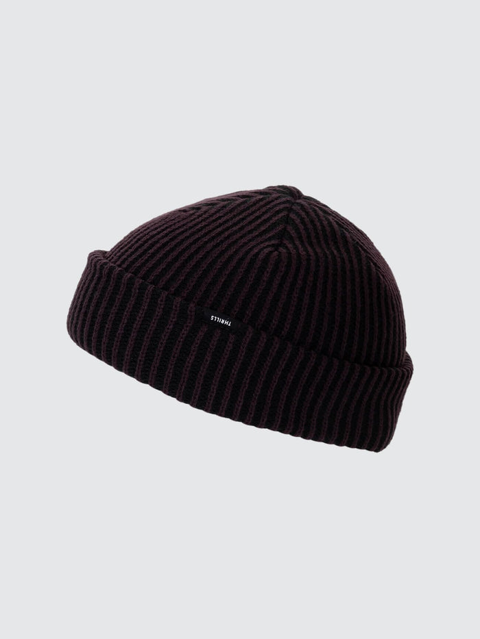 Thrills Classic Ribbed Beanie - Black Deep Plum One Size