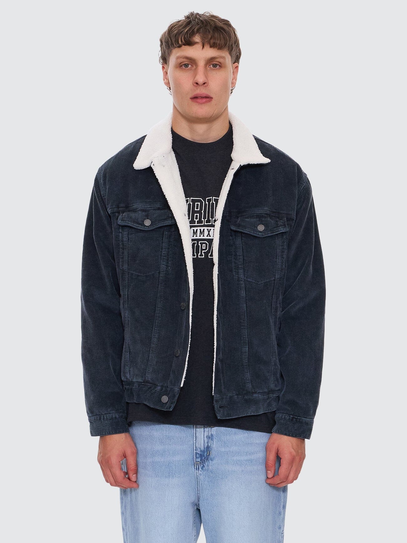 Oversized Sherpa Wanderer Cord Jacket - Ebony XS