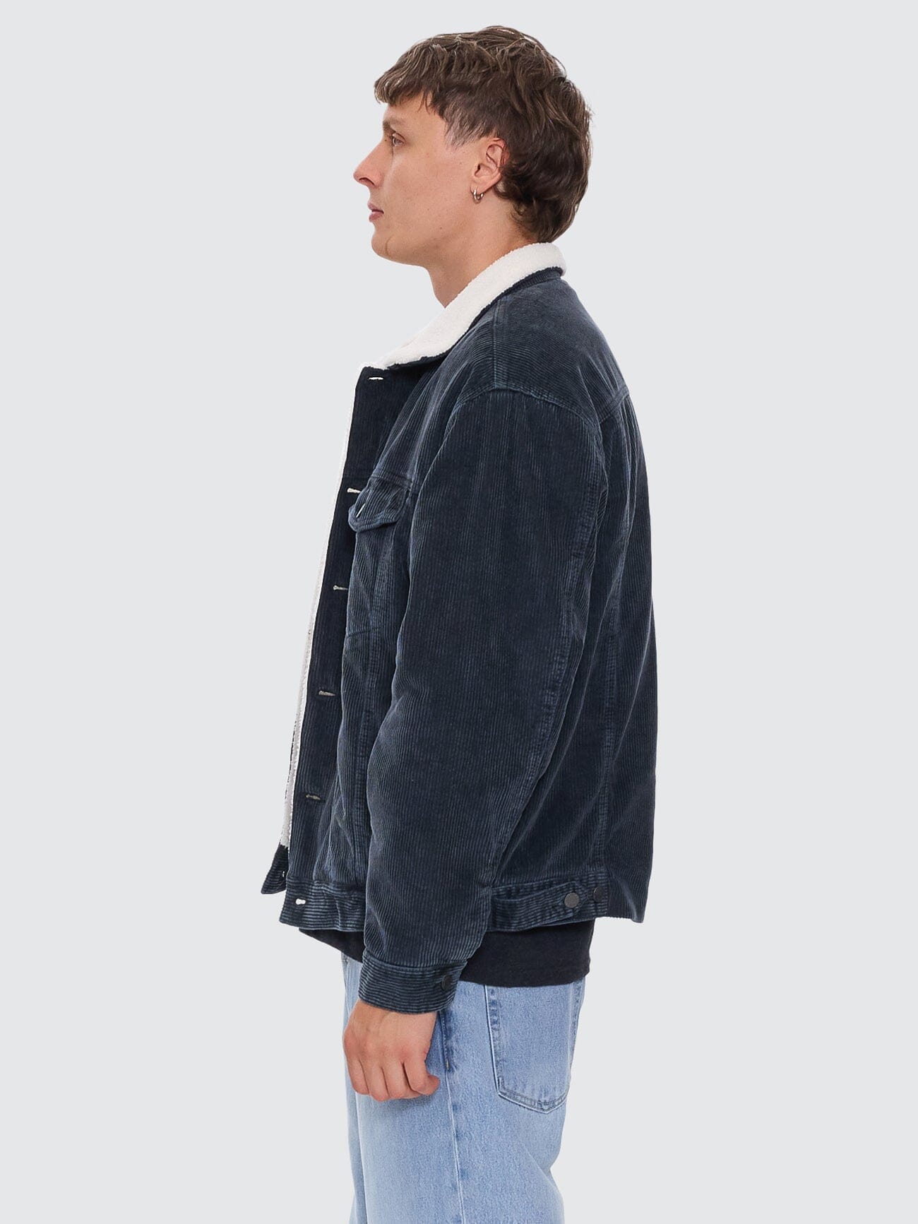 Oversized Sherpa Wanderer Cord Jacket - Ebony XS