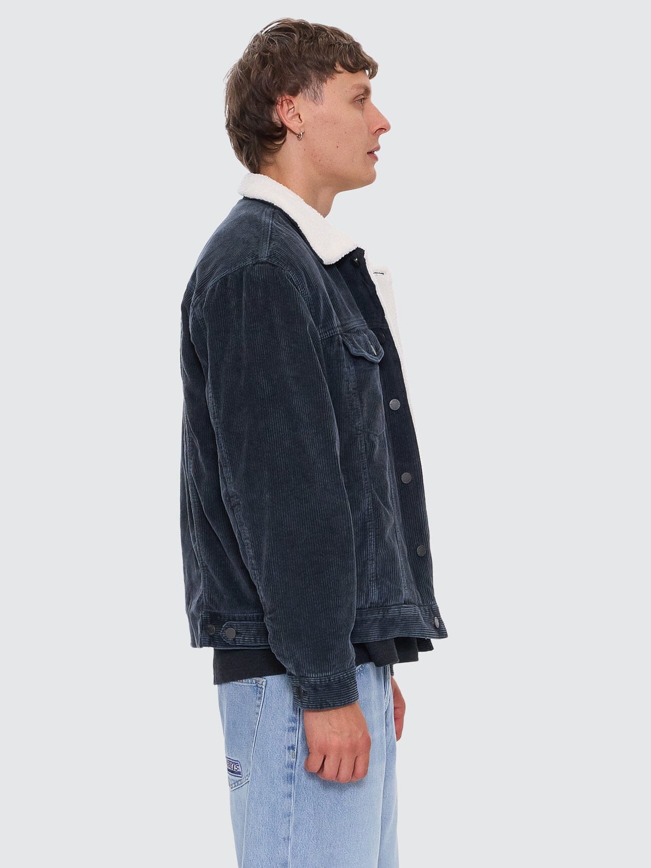 Oversized Sherpa Wanderer Cord Jacket - Ebony XS