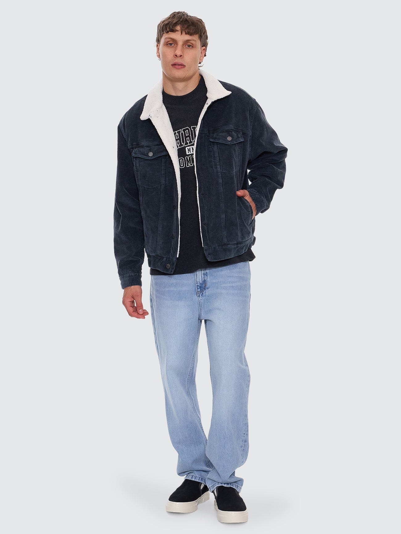 Oversized Sherpa Wanderer Cord Jacket - Ebony XS