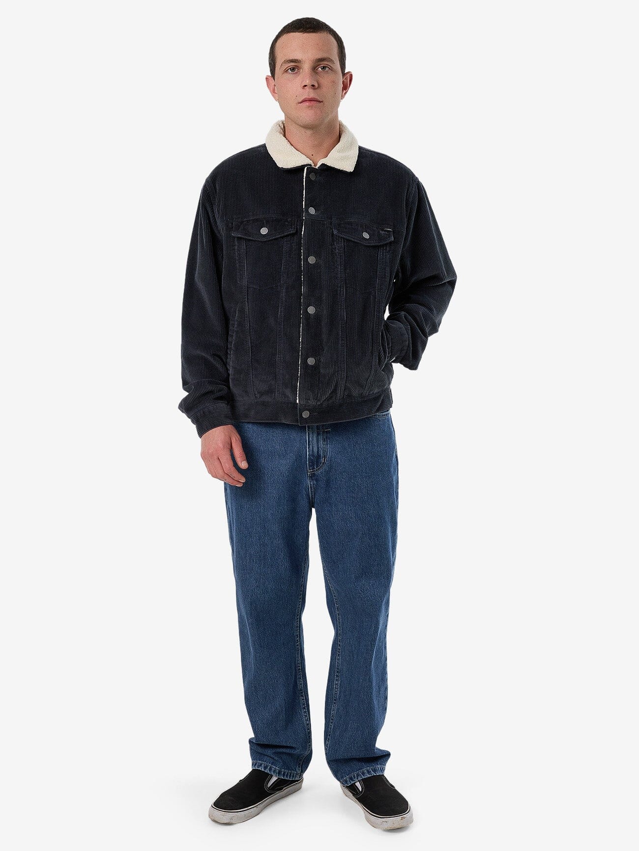 Oversized Sherpa Wanderer Denim Jacket - Asphalt Grey XS