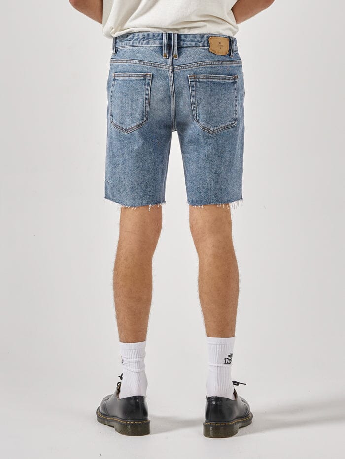 Destroyed Bones Denim Short - Weathered Blue