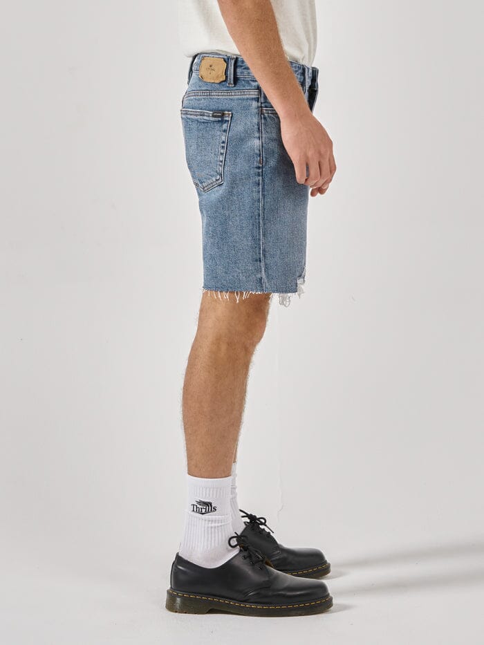 Destroyed Bones Denim Short - Weathered Blue