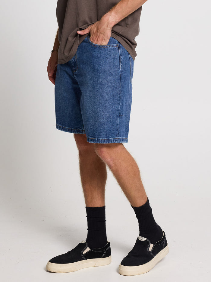 Slacker Relaxed Denim Short - Darker Dust Blue 26