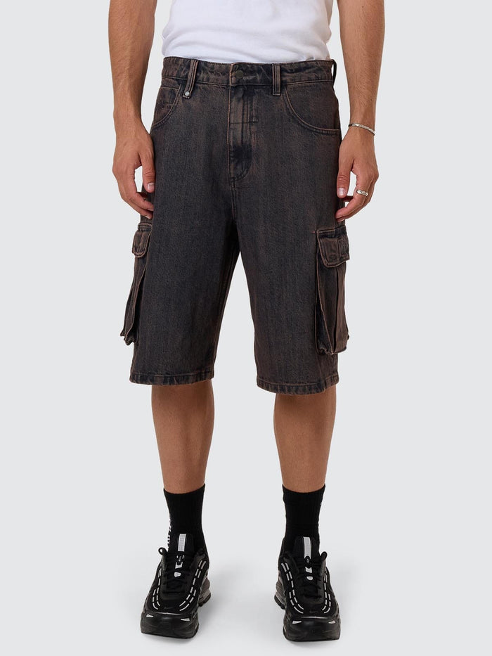 Big Slacker Denim Cargo Short - Berry Black 26