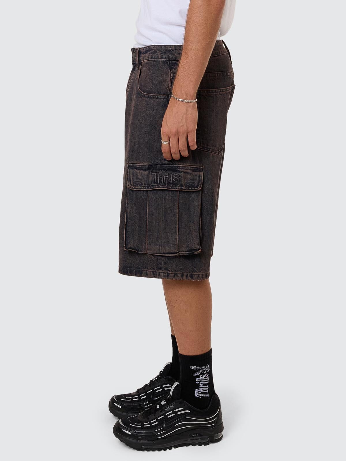 Big Slacker Denim Cargo Short - Berry Black 26