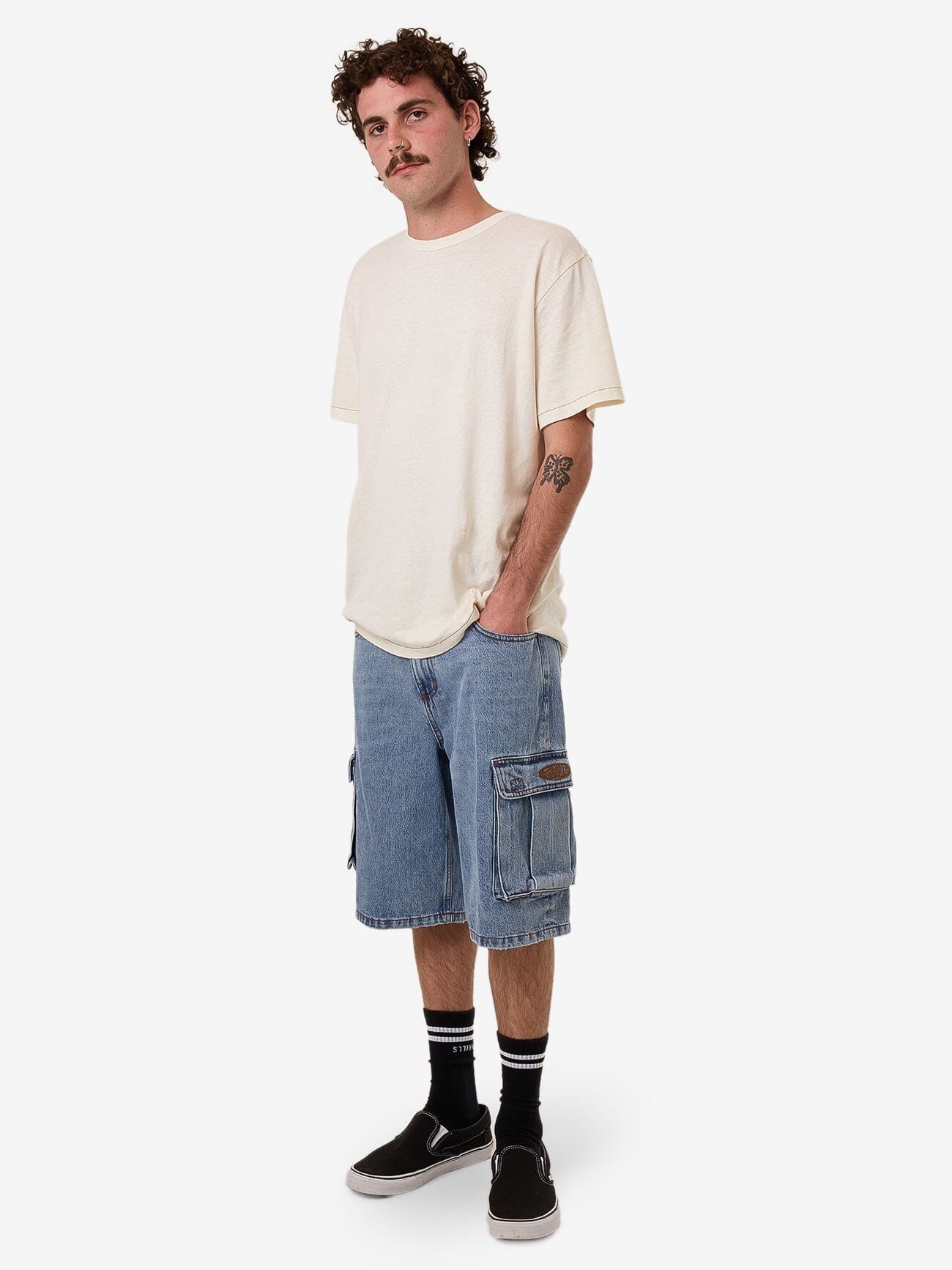 Big Slacker Denim Cargo Short - Vintage Stone Blue 28