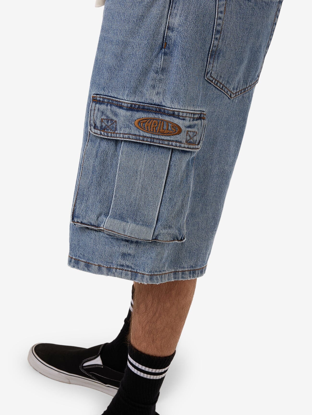 Big Slacker Denim Cargo Short - Vintage Stone Blue 28