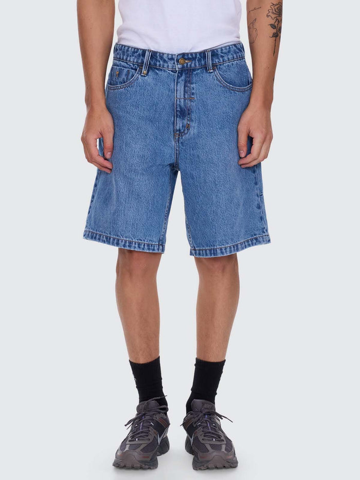Mid Slacker Relaxed Long Denim Short - Deep Vintage Blue 26