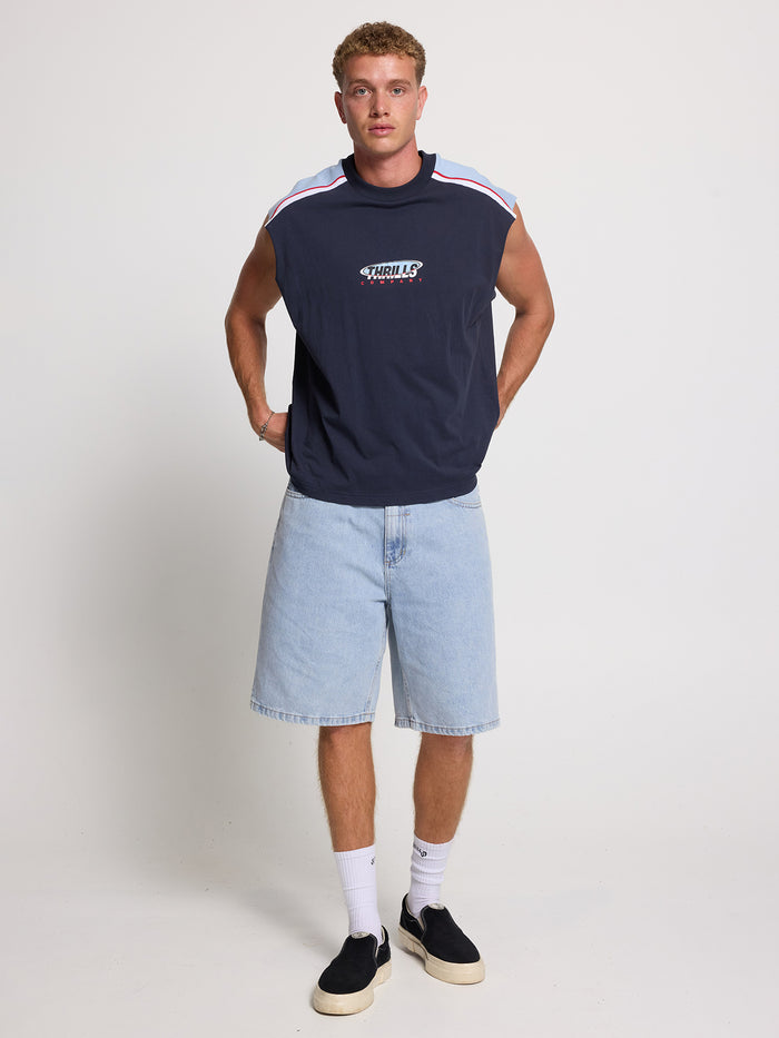 Mid Slacker Relaxed Denim Short - Serenity Blue 26