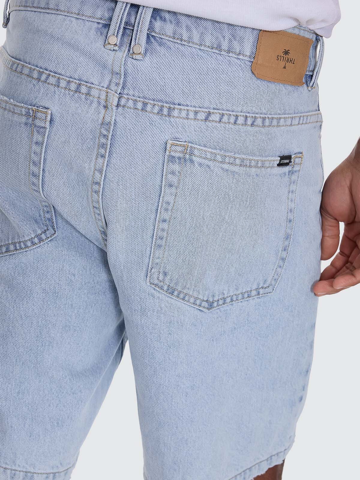 Mid Slacker Relaxed Long Denim Short - Serenity Blue 26