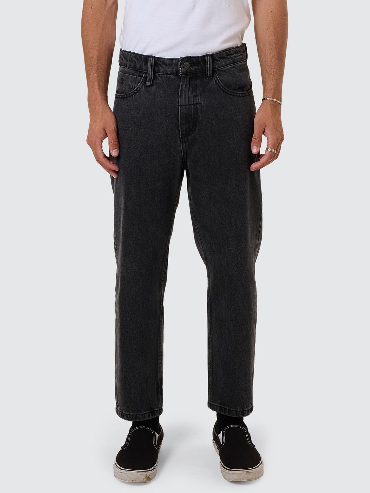 Chopped Straight Cropped Denim Jean - Ash Black | Thrills Co