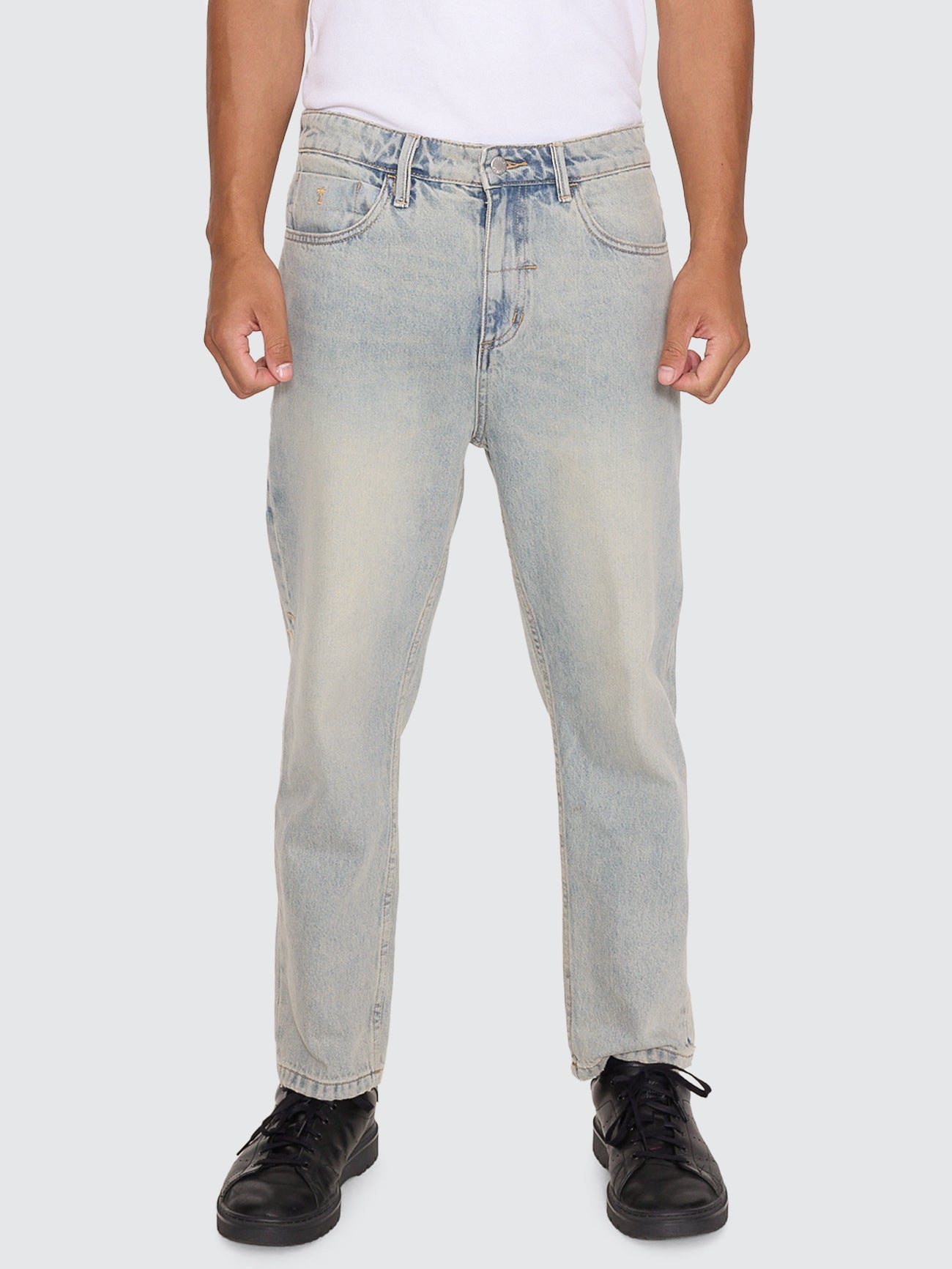 Chopped Straight Cropped Denim Jean - Light Granite Blue