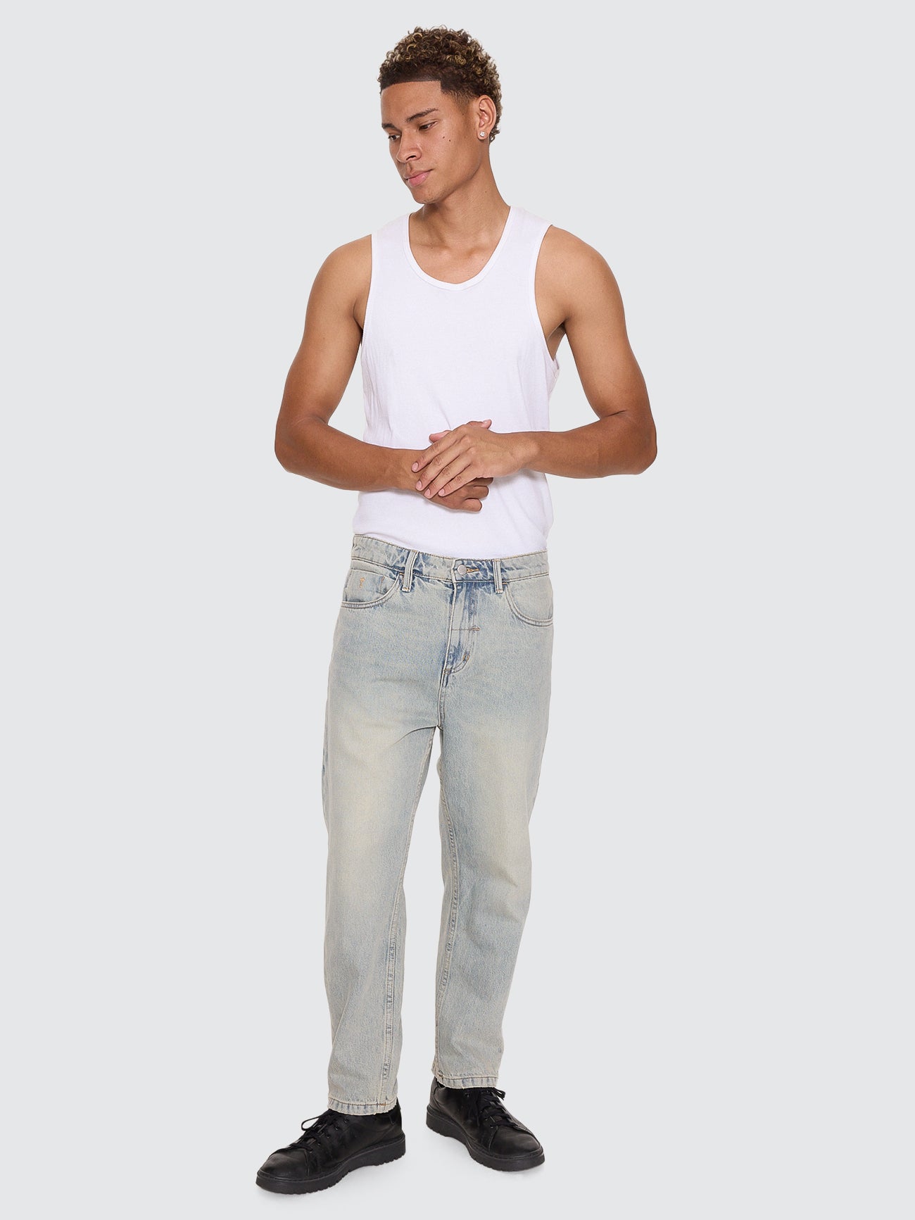 Chopped Straight Cropped Denim Jean - Light Granite Blue