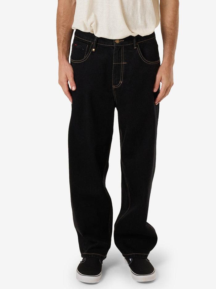 Big Slacker Baggy Embro Denim Jean - Black Rinse