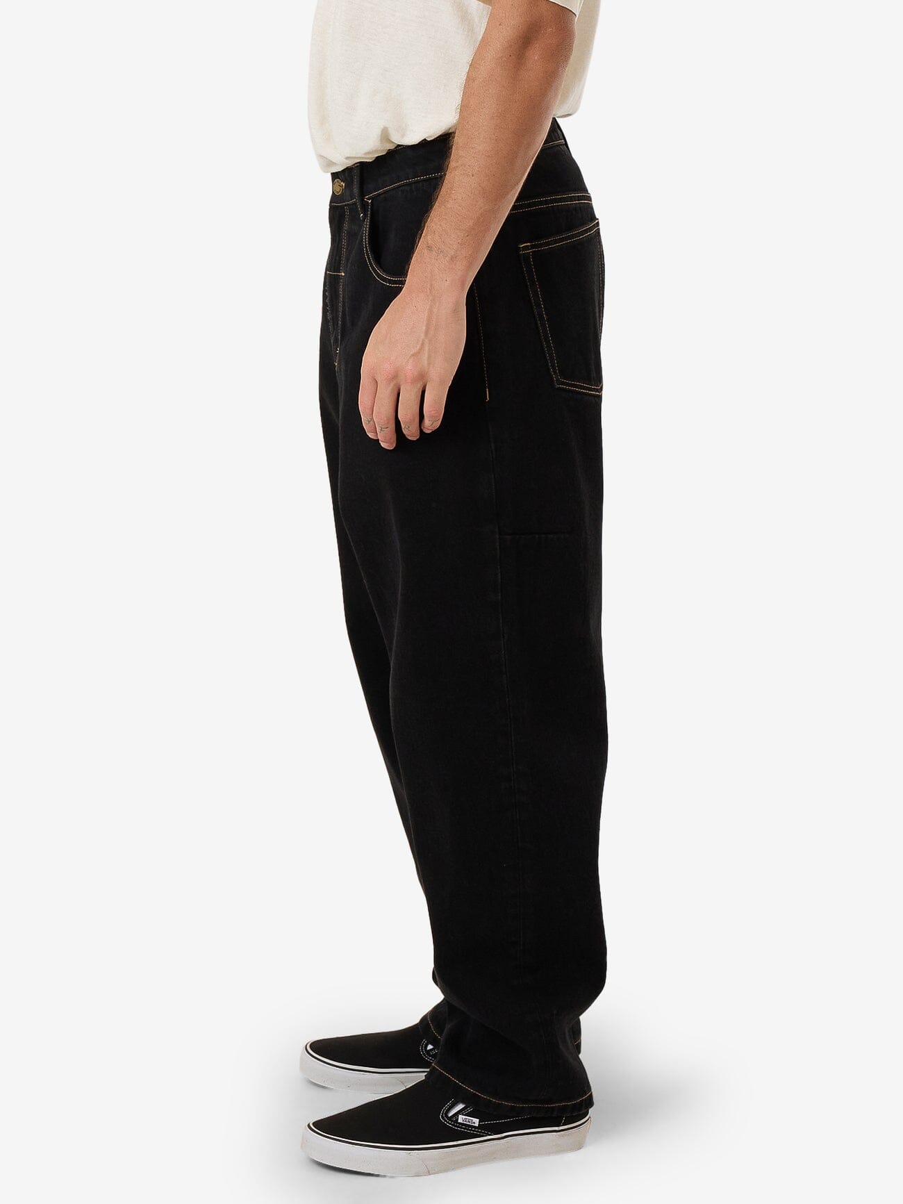 Big Slacker Baggy Embro Denim Jean - Black Rinse