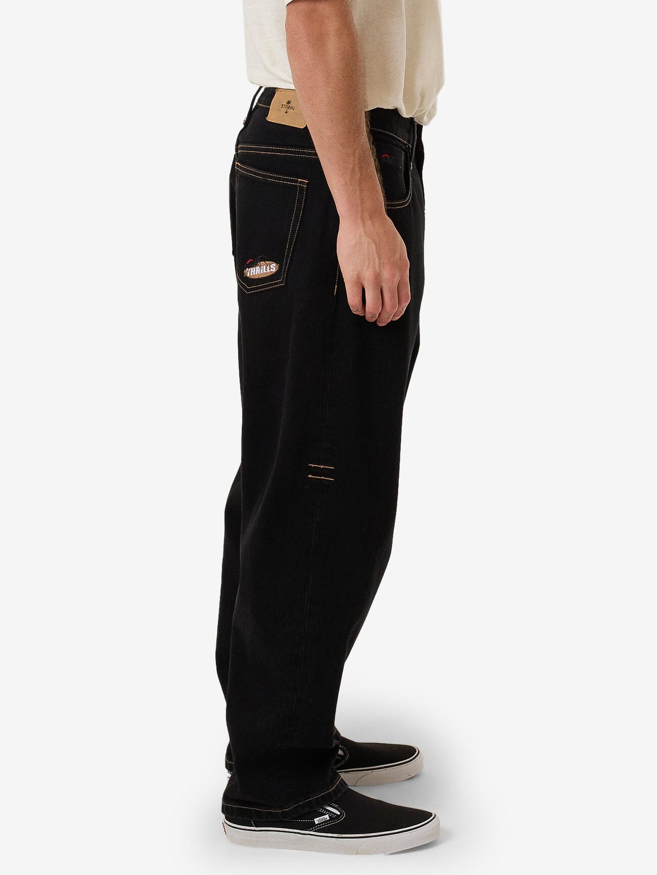 Big Slacker Baggy Embro Denim Jean - Black Rinse