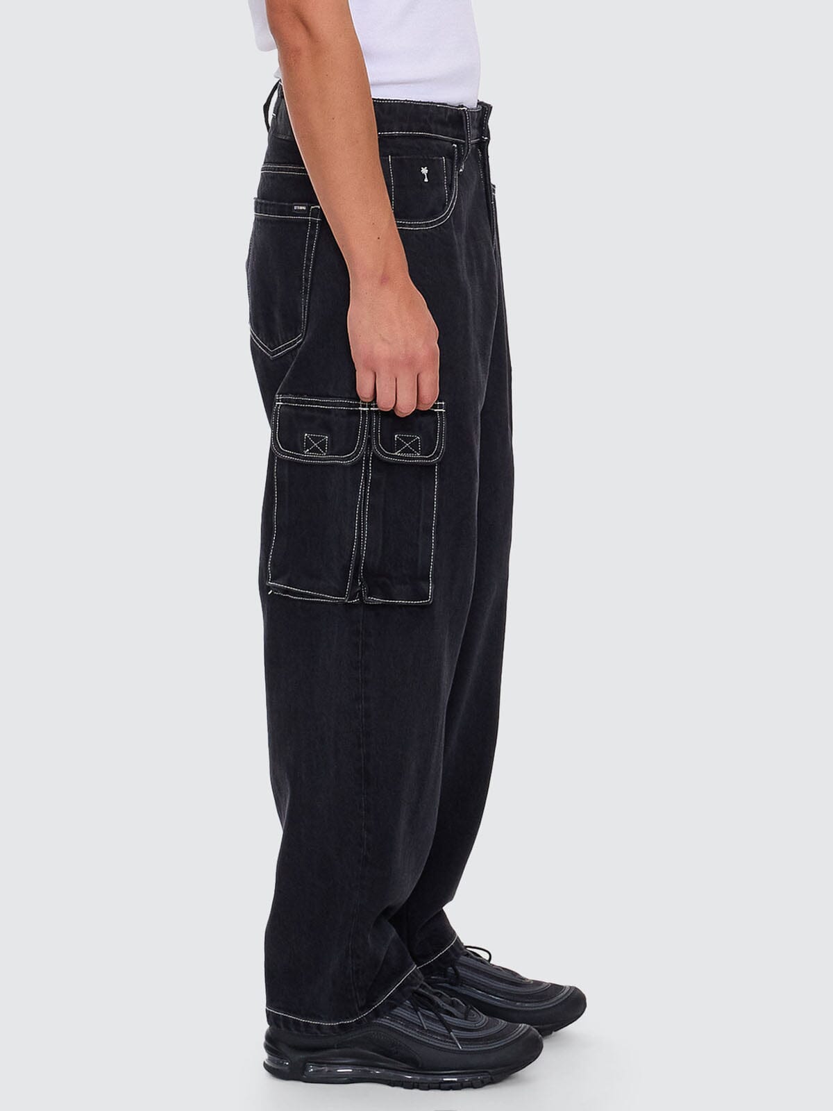 Big Slacker Baggy Denim Cargo Jean - Aged Black 26