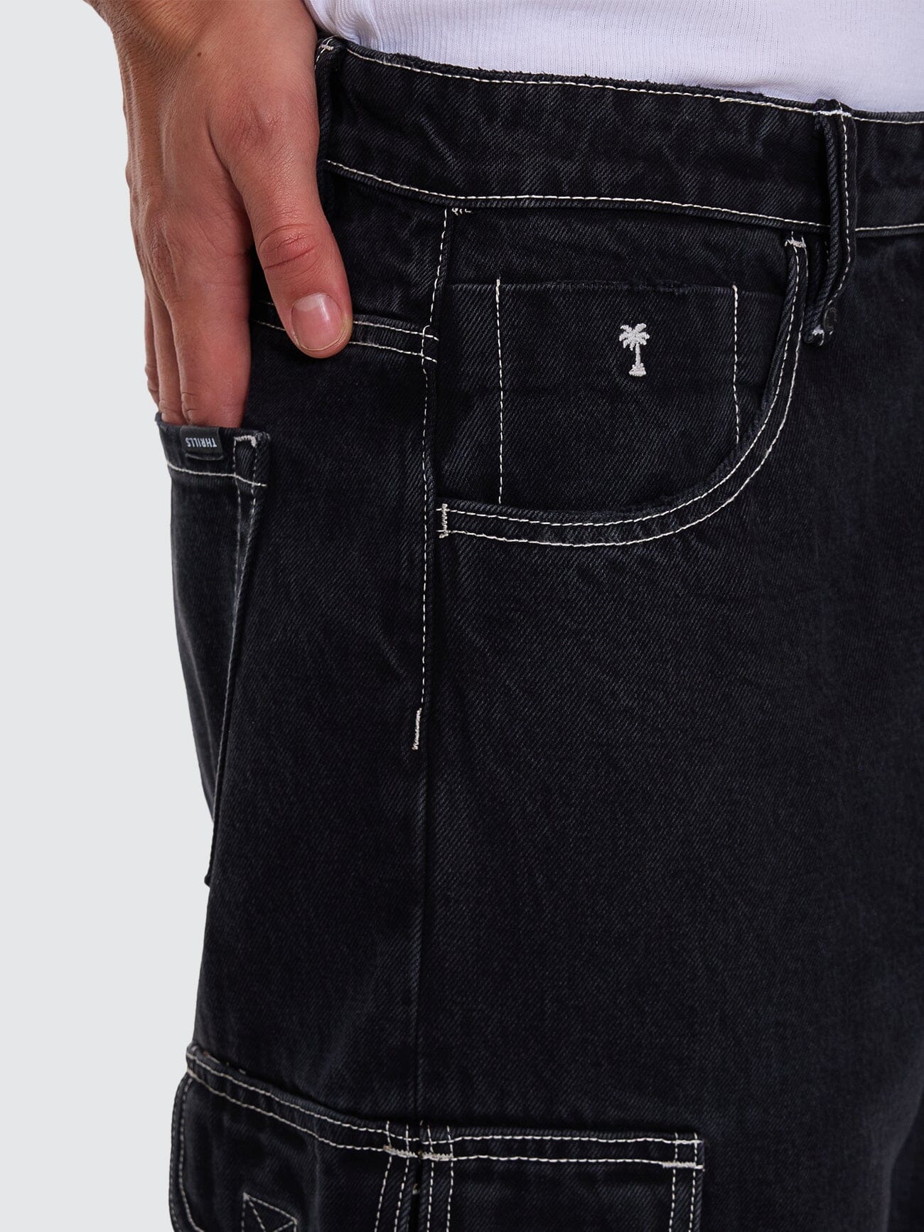 Big Slacker Baggy Denim Cargo Jean - Aged Black 26