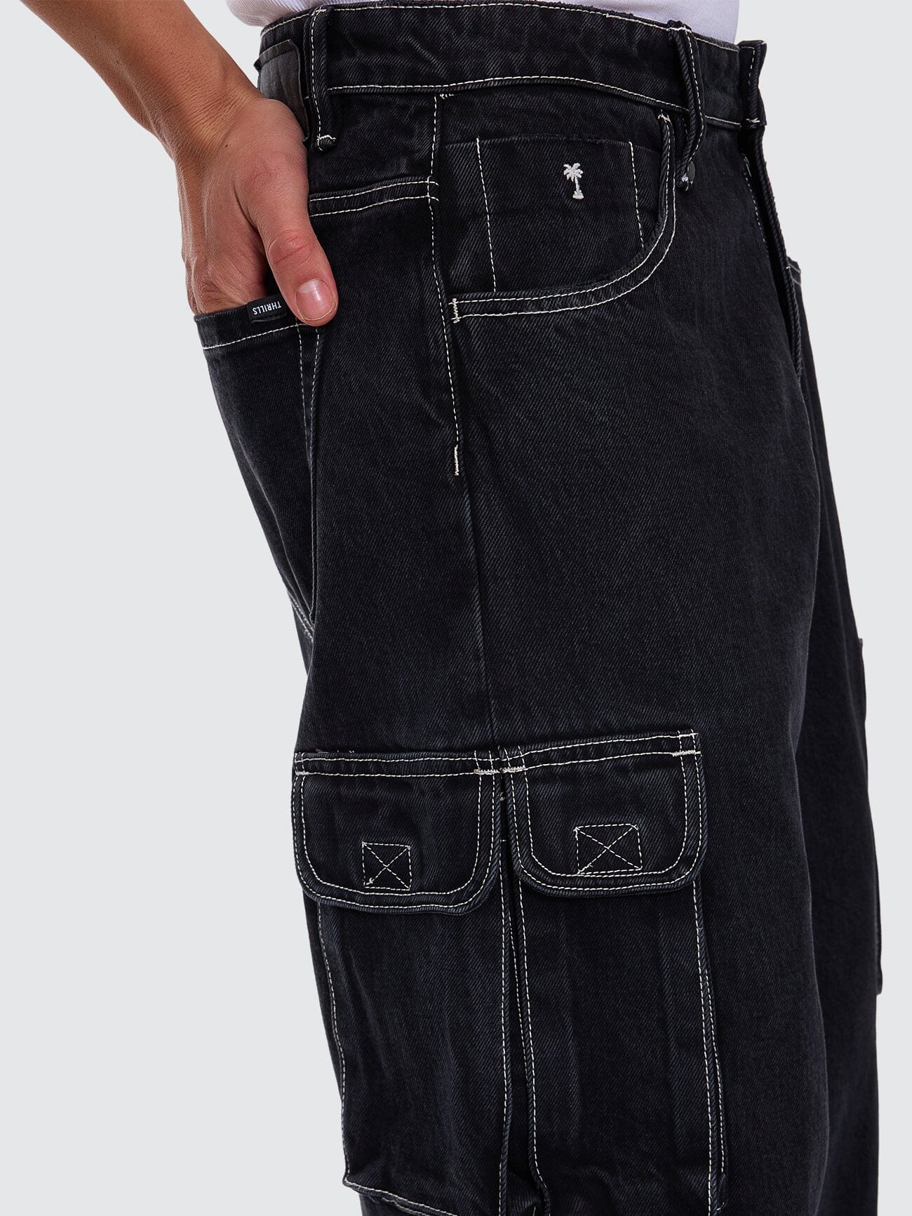 Big Slacker Baggy Denim Cargo Jean - Aged Black 26