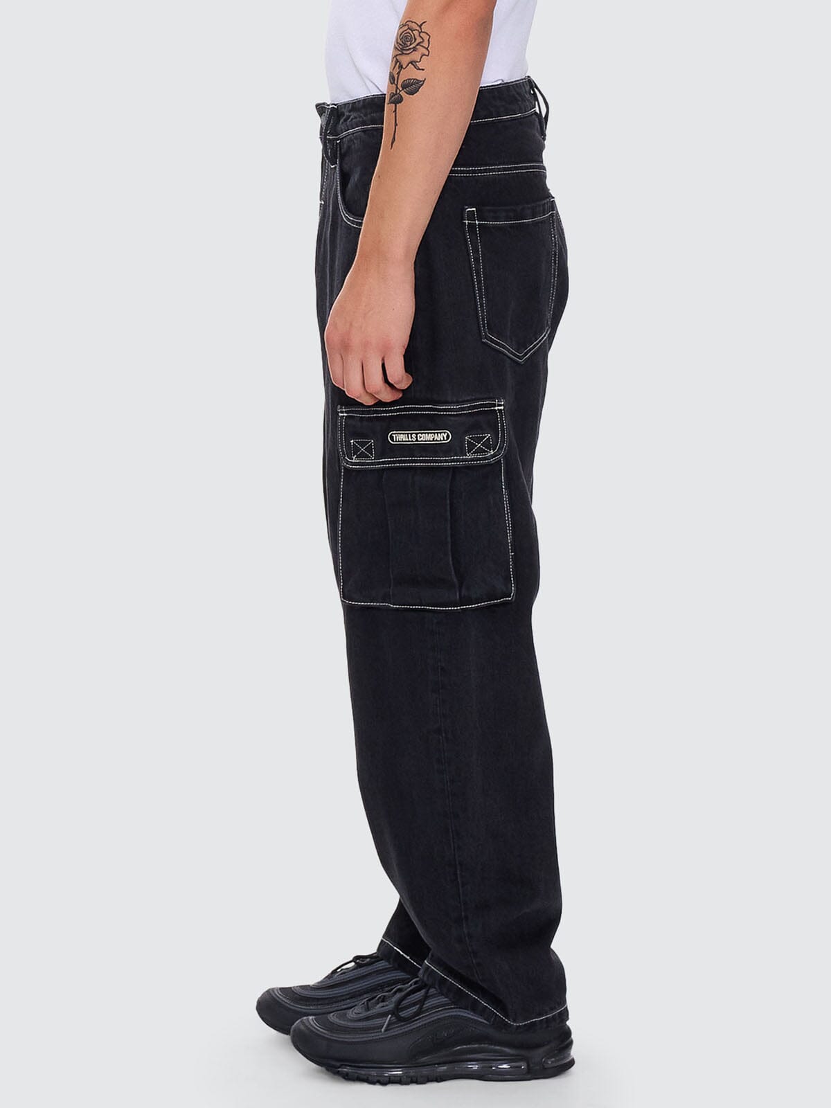 Big Slacker Baggy Denim Cargo Jean - Aged Black 26