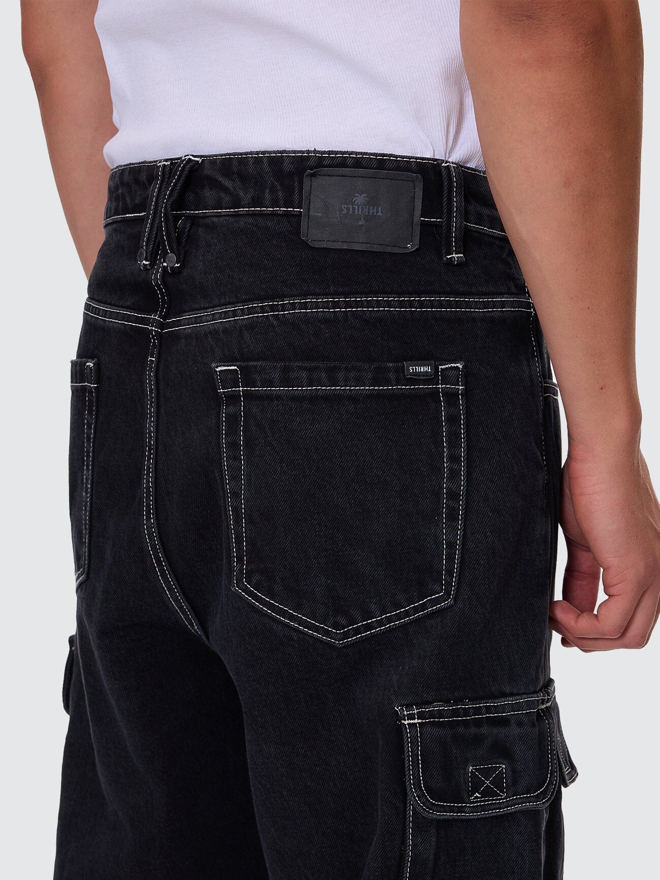 Big Slacker Baggy Denim Cargo Jean - Aged Black 26