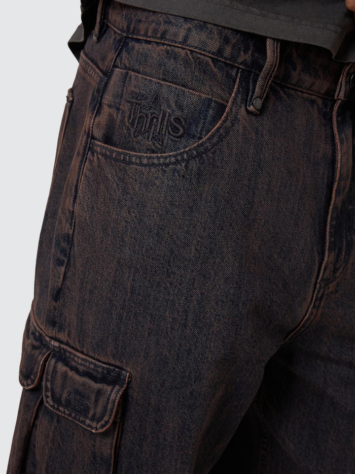 Big Slacker Denim Cargo Pant - Berry Black 26