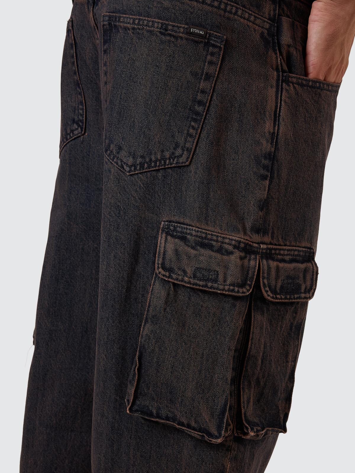 Big Slacker Denim Cargo Pant - Berry Black 26