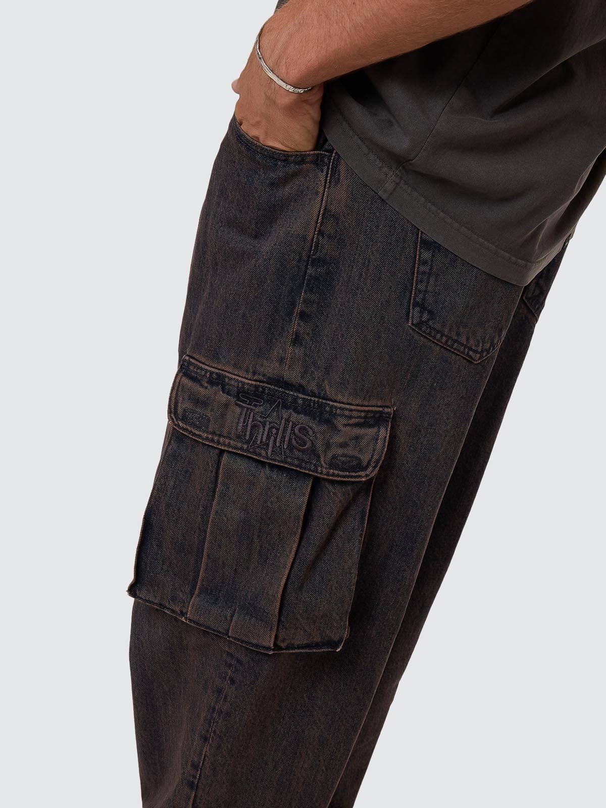 Big Slacker Denim Cargo Pant - Berry Black 26
